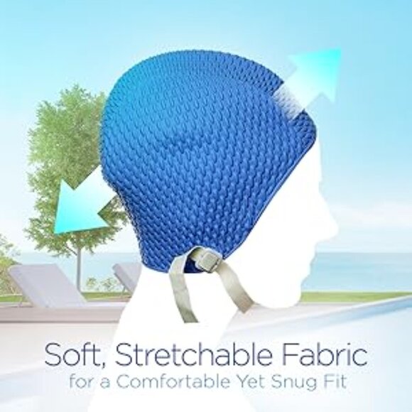 Beemo Swim Cap Women Chin Strap Bubble Crepe Latex Long Short Hair - Light Blue - Picture 4 of 8